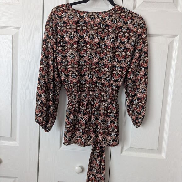 Max Studio Floral Blouse | Women’s Medium | Waist Tie - Picture 5 of 5